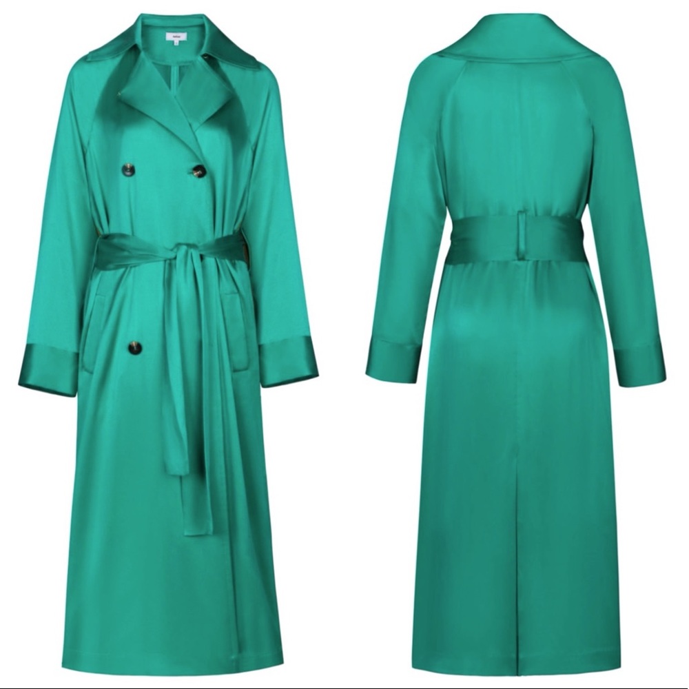 AUTEUR Claire Classic Satin Belted Trench Coat NWT